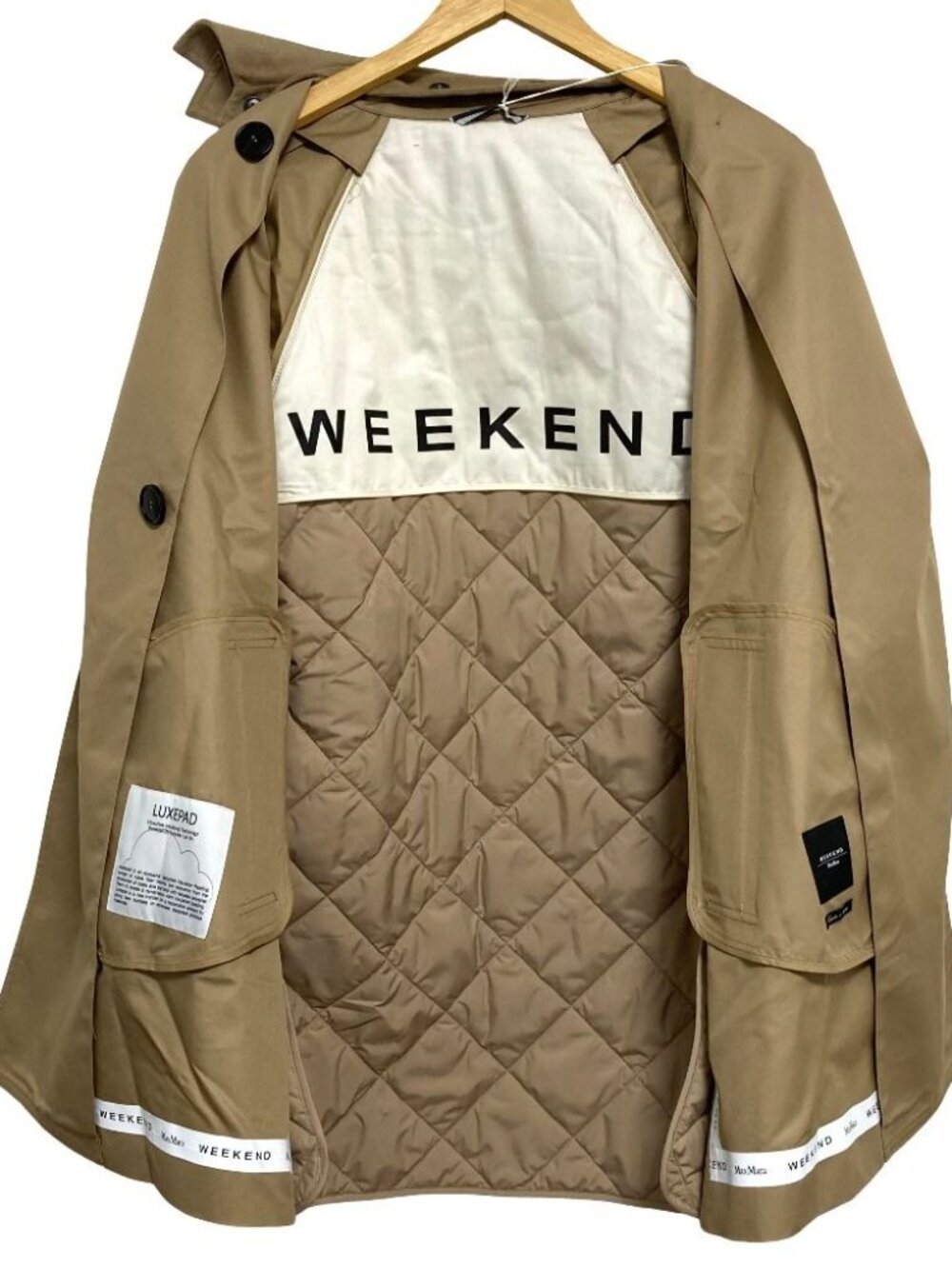 Max Mara Weekend Wkdmanna Quilted Trench Coat 36 Beige - Picture 3 of 14
